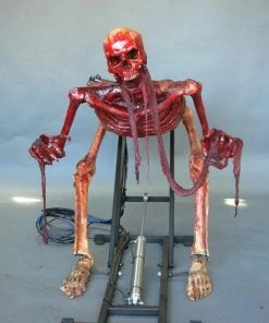 DC Props Animatronics "Bloody Skele-ttack With Head Turn" Skeleton Halloween Animatronic (Includes Bad Breath Spitter)
