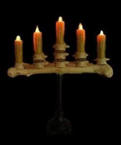 Skeletons And More "Candelabra Table Top Halloween Prop W/ 5 Flicker Candles" Haunted House Lighting