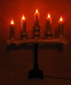 Skeletons And More "Candelabra Table Top Halloween Prop W/ 5 Flicker Candles" Haunted House Lighting
