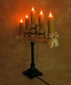 Skeletons And More "Candelabra Table Top Halloween Prop W/ 5 Flicker Candles" Haunted House Lighting 8 Skeletons And More