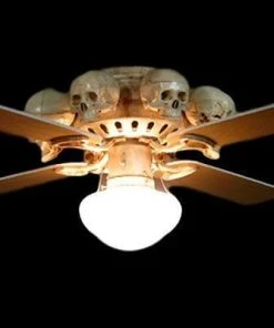 Skeletons And More "Ceiling Fan With 8 Small Skulls And Light" Haunted House Lighting