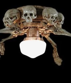 Skeletons And More Decorations "Ceiling Fan With Skeleton Arms, Skulls, And Light" Haunted House Lighting