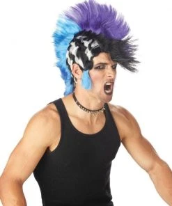 Morris Accessories "Checkered Mohawk Punk" Halloween Wig