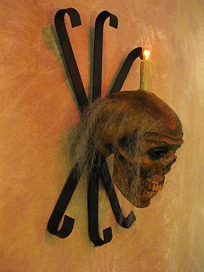 Skeletons And More "Corpsed Head Skull Wall Sconce" Haunted House Lighting 3 Skeletons And More "Corpsed Head Skull Wall Sconce" Haunted House Lighting