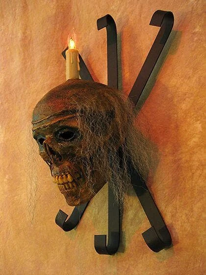 Skeletons And More "Corpsed Head Skull Wall Sconce" Haunted House Lighting 4 Skeletons And More "Corpsed Head Skull Wall Sconce" Haunted House Lighting