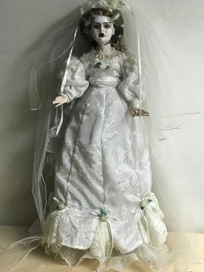 The Horror Dome Props "Creepy Porcelain Doll - Frankensteins Bride" HD Studios Halloween Prop 2 The Horror Dome Props "Creepy Porcelain Doll - Frankensteins Bride" HD Studios Halloween Prop