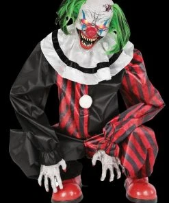 Morris Props "Crouching Clown Red" Electric Animated Skeleton Halloween Prop