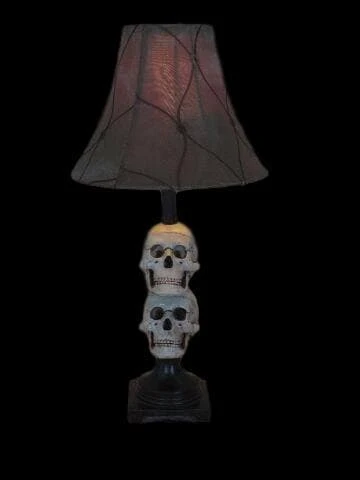 Skeletons And More Horror Movie Props "Desk Lamp With 2 Mini-Skulls And Antique Shade" Haunted House Lighting 1 Skeletons And More Horror Movie Props "Desk Lamp With 2 Mini-Skulls And Antique Shade" Haunted House Lighting