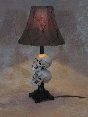 Skeletons And More Horror Movie Props "Desk Lamp With 2 Mini-Skulls And Antique Shade" Haunted House Lighting 2 Skeletons And More Horror Movie Props "Desk Lamp With 2 Mini-Skulls And Antique Shade" Haunted House Lighting