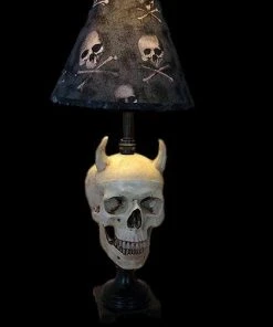Skeletons And More "Desk Lamp With Devil Skull And Bone Shade" Haunted House Lighting Horror Movie Props