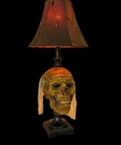 Skeletons And More Horror Movie Props "Desk Lamp With Life-size Corpse Head And Antique Shade" Haunted House Lighting
