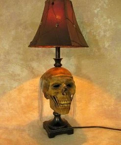 Skeletons And More Horror Movie Props "Desk Lamp With Life-size Corpse Head And Antique Shade" Haunted House Lighting