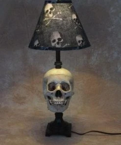 Skeletons And More "Desk Lamp With Life-size Skull And Bone Shade" Haunted House Lighting Horror Movie Props