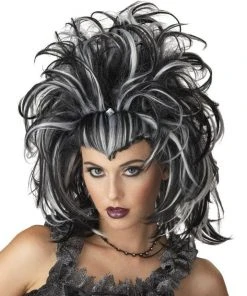 Morris "Evil Sorceress - Black And White" Halloween Wig Accessories