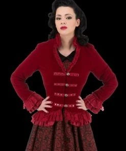 The Horror Dome Costumes "Gothic Vampiress Jacket In Red Velvet" HD Hollywood Costume