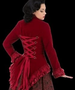 The Horror Dome Costumes "Gothic Vampiress Jacket In Red Velvet" HD Hollywood Costume