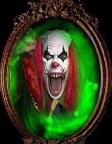 Night Frights Clown Props "Haunted Mirror - Killer Clown" Professional Animated Halloween Decoration