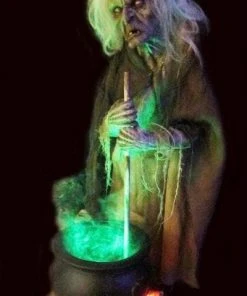 Midnight Studios Animated Decorations "Helga The Witch With Smoking Cauldron" Halloween Animatronic