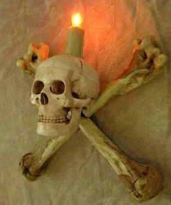 Skeletons And More "Humerus Bone Wall Sconce With 3 Inch Skull" Haunted House Lighting