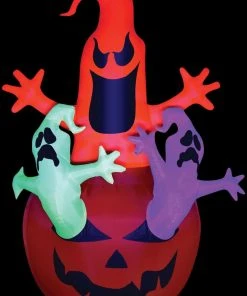 The Horror Dome Decorations "Pumpkin With Neon Ghost" Air-Blown Inflatable Hallloween Decoration