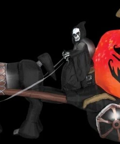 Morris "Reaper With Horse And Carriage" Air-Blown Inflatable Halloween Decoration