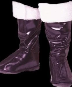 Morris "Santa Boot Tops - Black With Fur" Christmas Costume Accesory