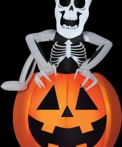 Morris "Skeleton And Pumpkin" Pop-Up Air-blown Inflatable Halloween Decoration