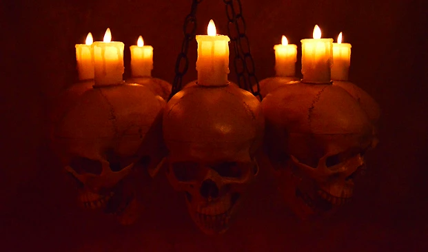 Skeletons And More Decorations "Skull Chandelier With 8 Skulls And Flameless Candles" Haunted House Lighting 2 Skeletons And More Decorations "Skull Chandelier With 8 Skulls And Flameless Candles" Haunted House Lighting