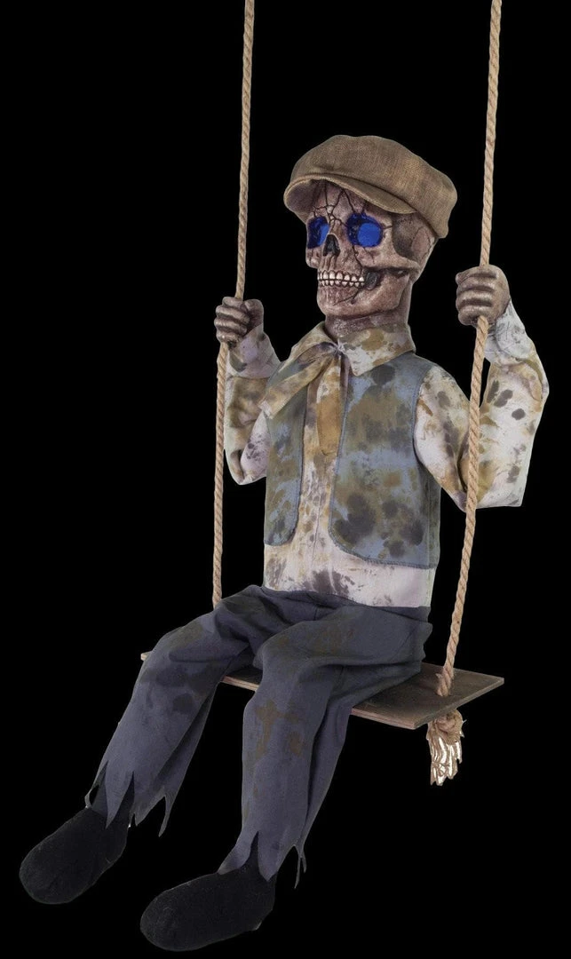 Morris "Swinging Skeletal Boy" Electric Animated Halloween Prop 1 Morris "Swinging Skeletal Boy" Electric Animated Halloween Prop