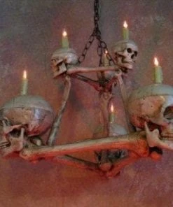 Buckeys Boneyard Decorations "Two-Tiered Skull/Bone Chandelier" Haunted House Lighting